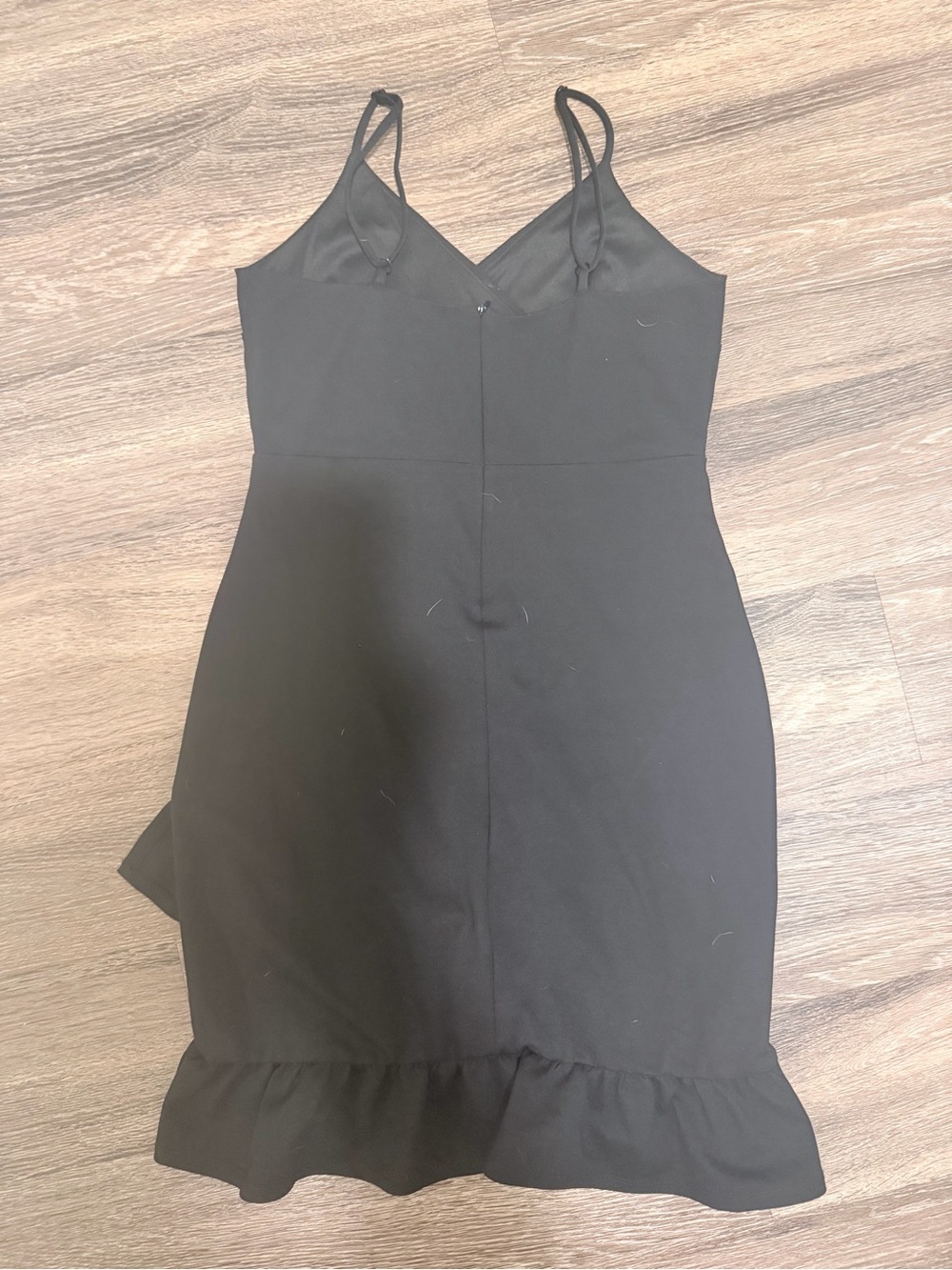 👄 Lulu's Black Ruffle Slip Mini Dress - Picture 2 of 5
